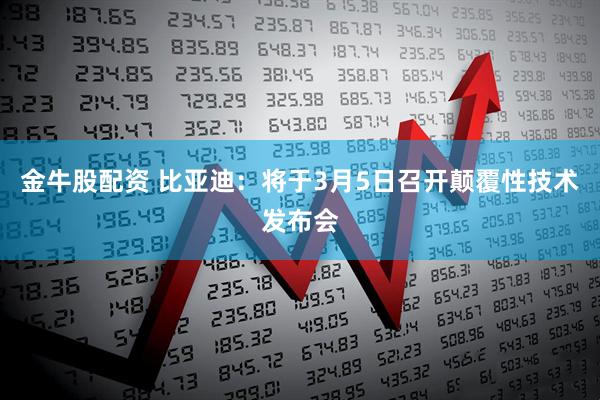 金牛股配资 比亚迪：将于3月5日召开颠覆性技术发布会