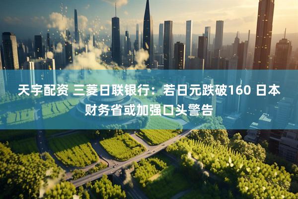 天宇配资 三菱日联银行：若日元跌破160 日本财务省或加强口头警告